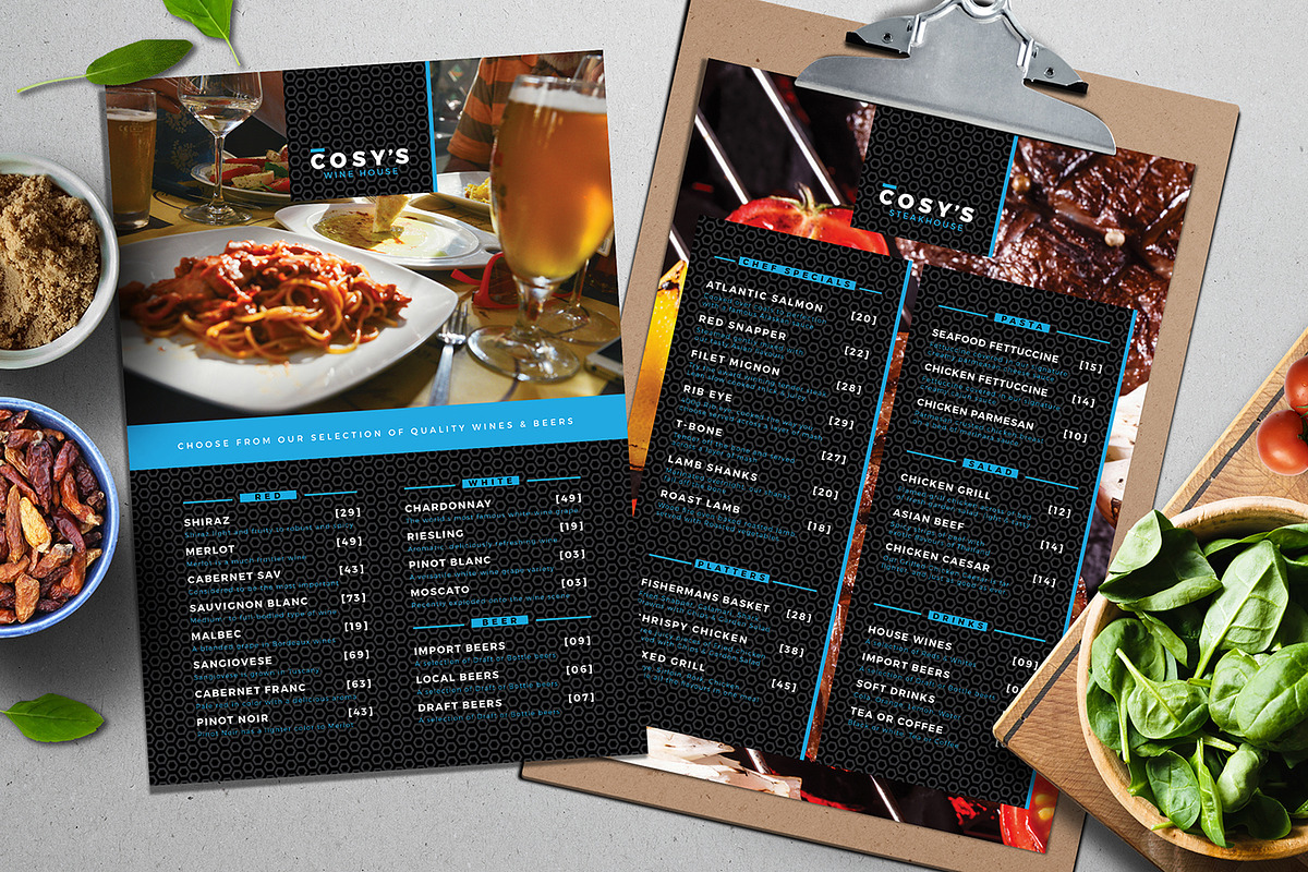 Folding A3 Restaurant Template | Creative Illustrator Templates ...