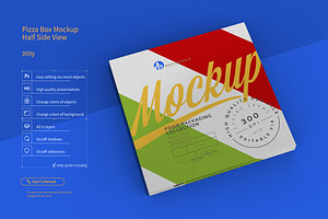 Download Pizza Box Mockup Half Side View Creative Photoshop Templates Creative Market