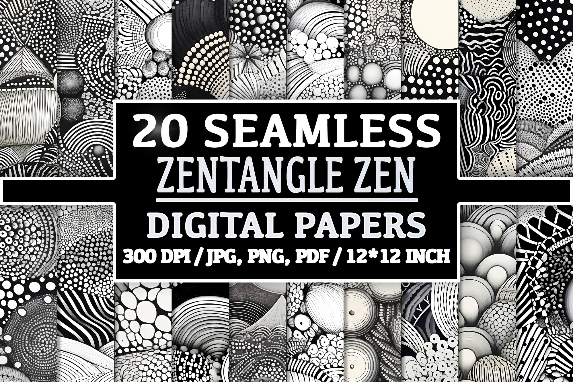 20 Seamless Zentangle Zen Patterns | Graphic Patterns ~ Creative Market