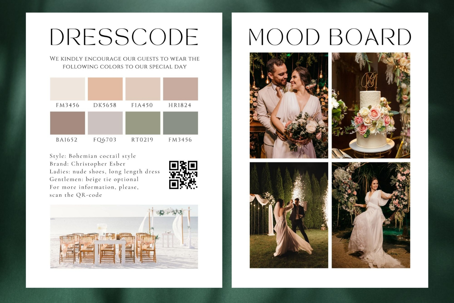 Wedding Attire Color Palette Card, Editable Printable, Guest Dress