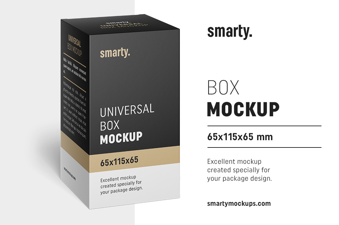 Box mockup / 65x115x65 mm | Creative Photoshop Templates ~ Creative Market