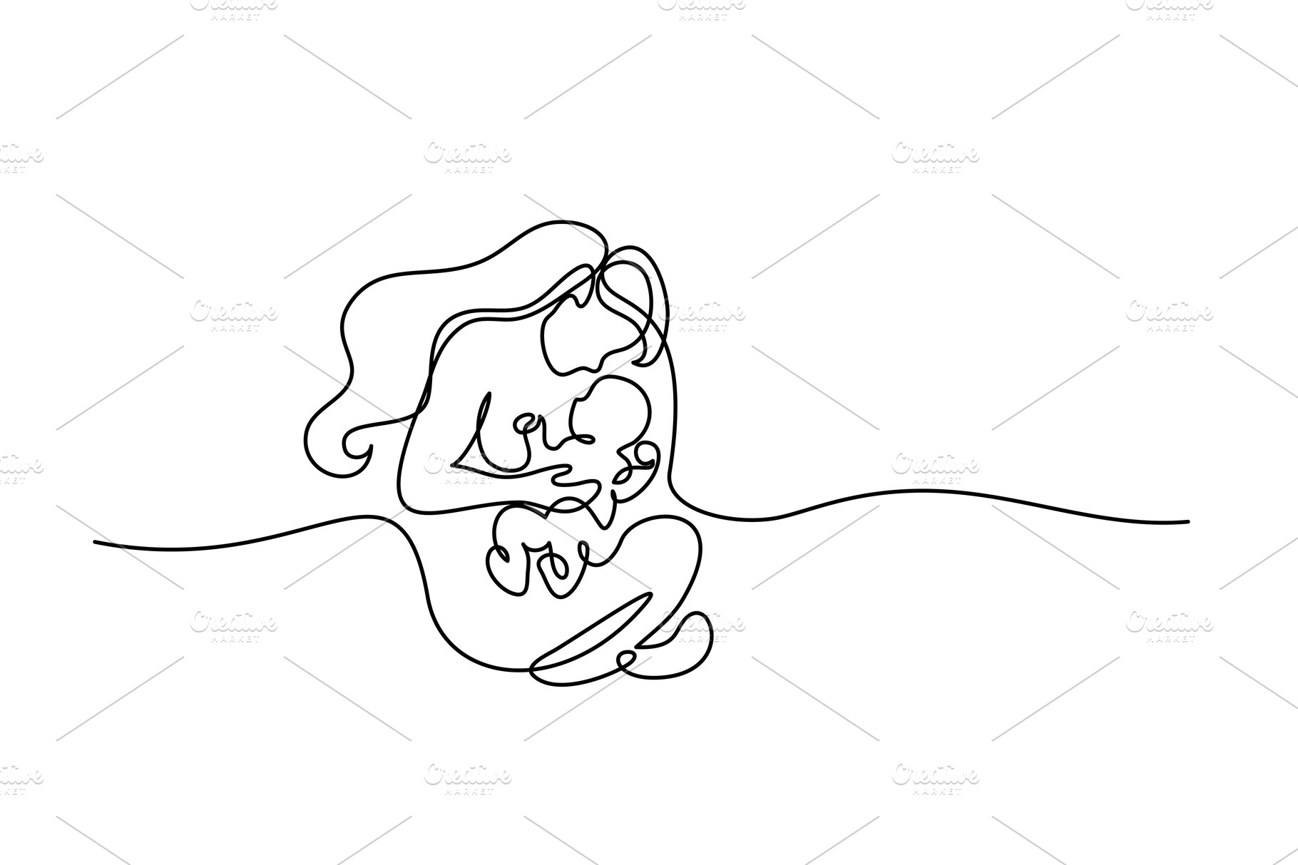 Logo with mother holding baby | Pre-Designed Illustrator Graphics