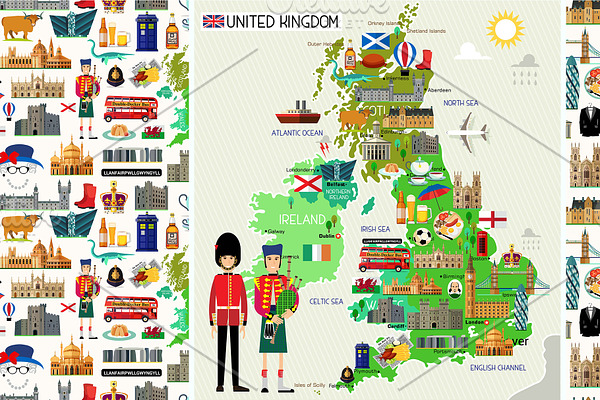 Cartoon Maps of Britain for child | Pre-Designed Illustrator Graphics ...