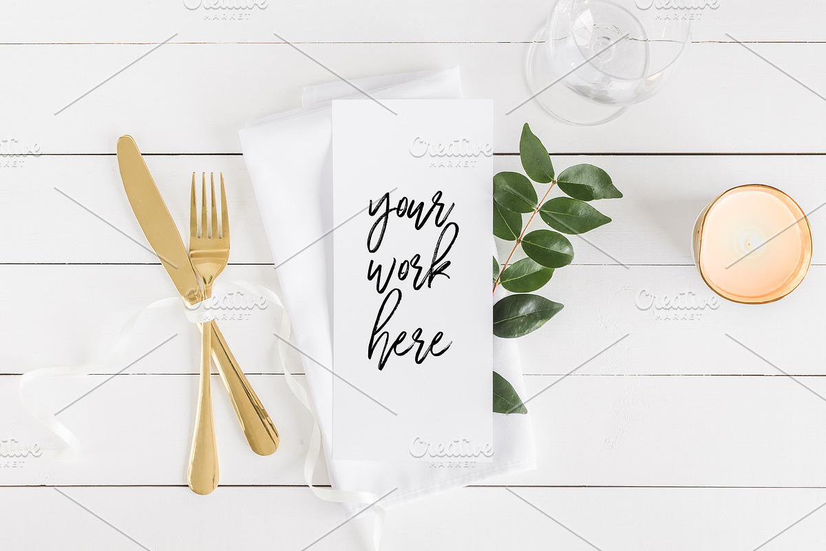 Download Menu Card Mockup / Wedding Program | Creative Illustrator Templates ~ Creative Market