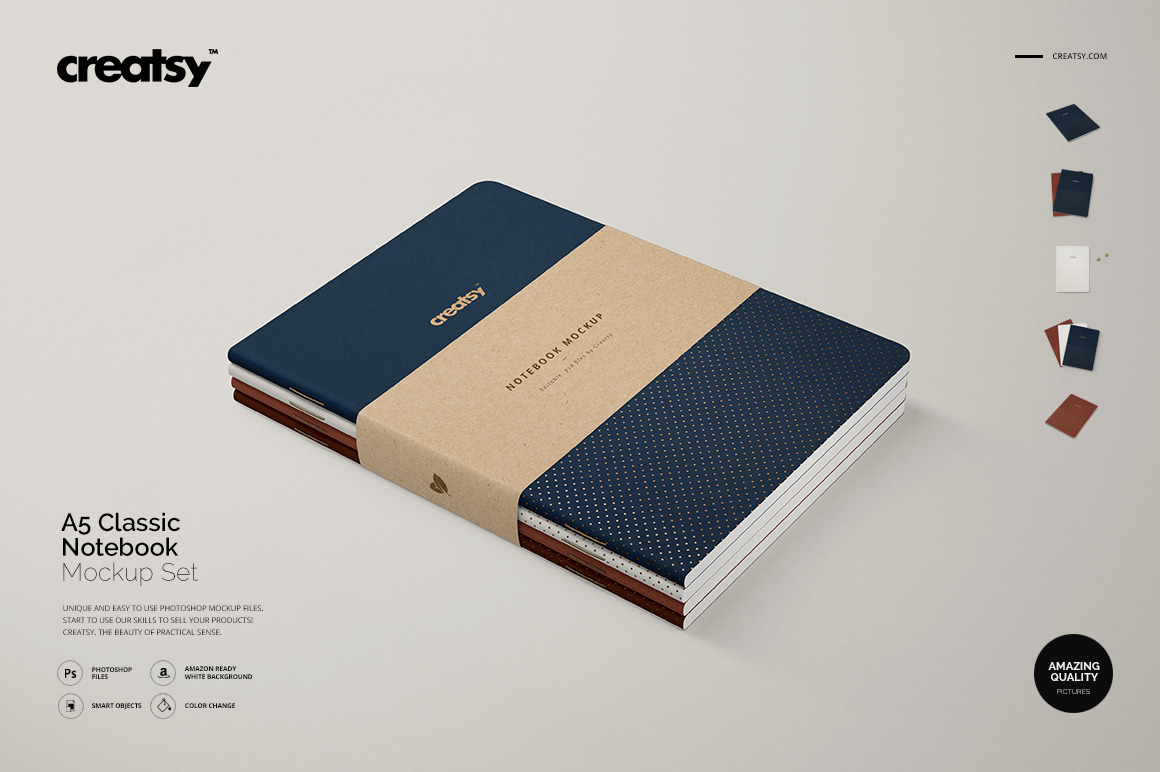 Download A5 Classic Notebook Mockup Set | Creative Photoshop Templates ~ Creative Market