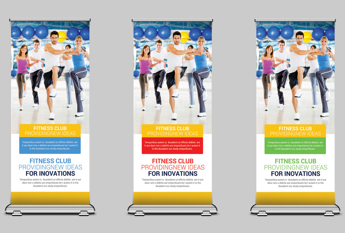 Fitness Roll Up Banner Creative Photoshop Templates Creative Market