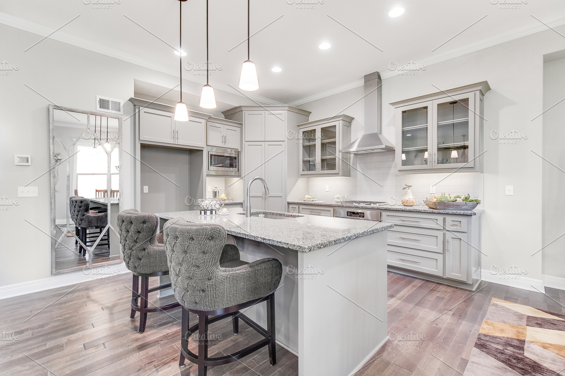 Bright Kitchen With Cozy Chairs | Architecture Stock Photos ~ Creative