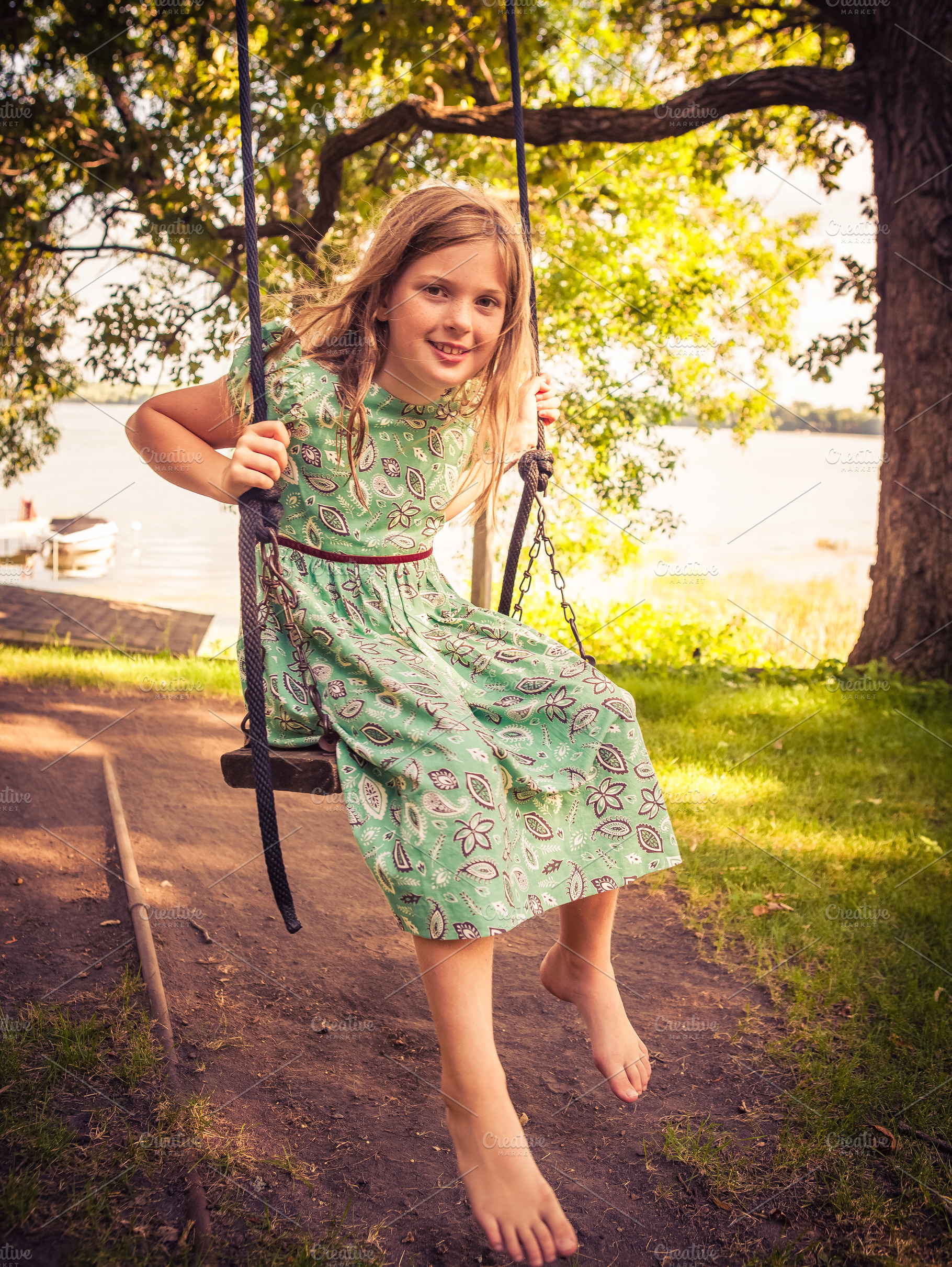 Young Girl on a Swing | High-Quality People Images ~ Creative Market