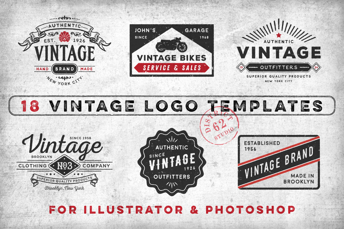 Vintage Logo Templates Vol 1 Illustrator Templates Creative Market