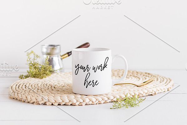 Download White Coffee Mug Mockup Boho Styled Creative Illustrator Templates Creative Market