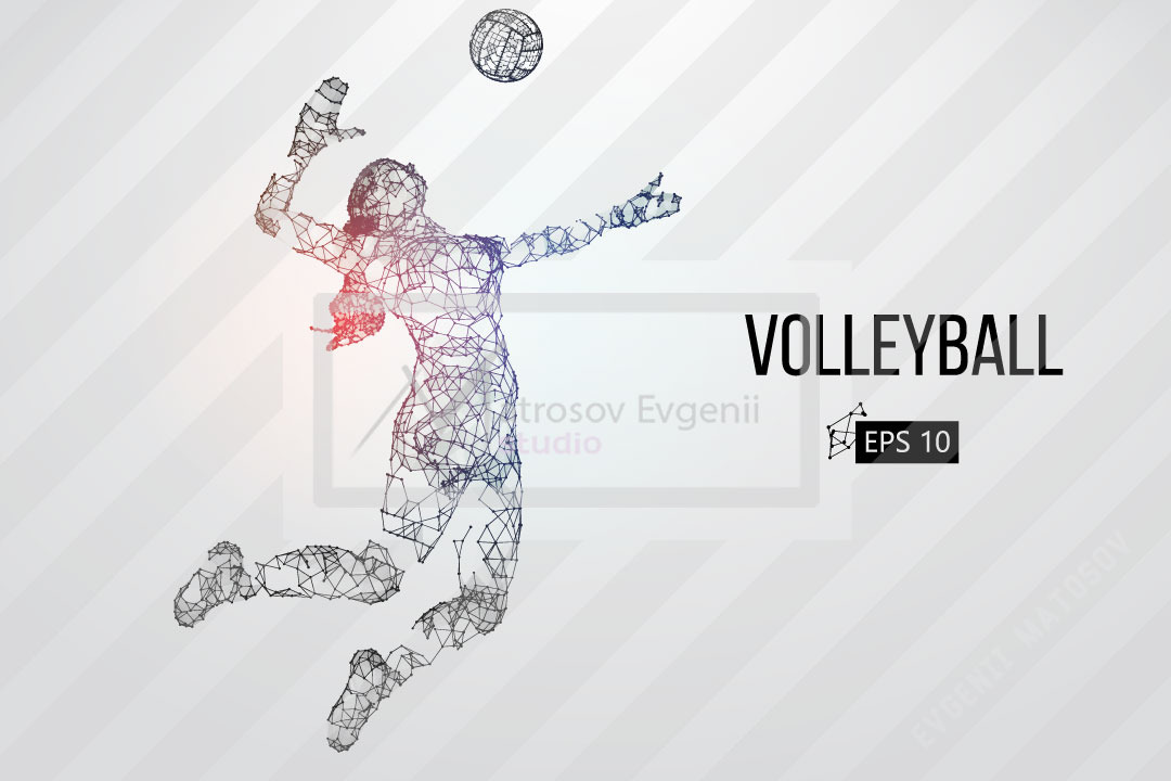 Silhouettes volleyball players. Set | Healthcare Illustrations ...