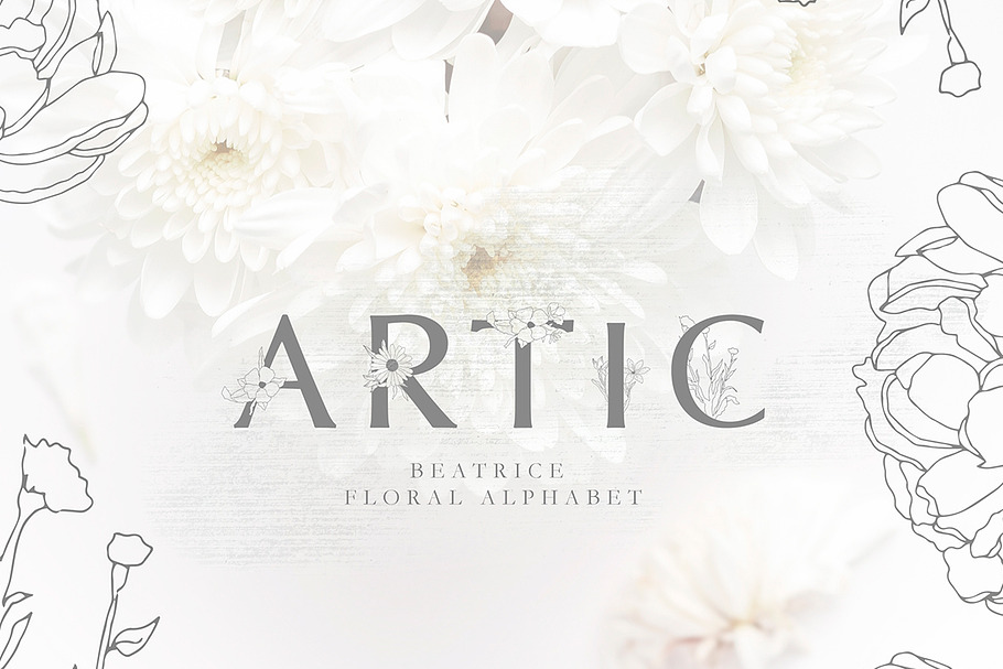 Download Floral Alphabet Beatrice Stunning Serif Fonts Creative Market PSD Mockup Templates