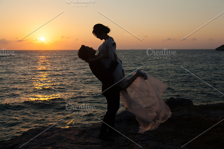 Silhouettes Of Man Lifting Girl High Quality People Images ~ Creative Market