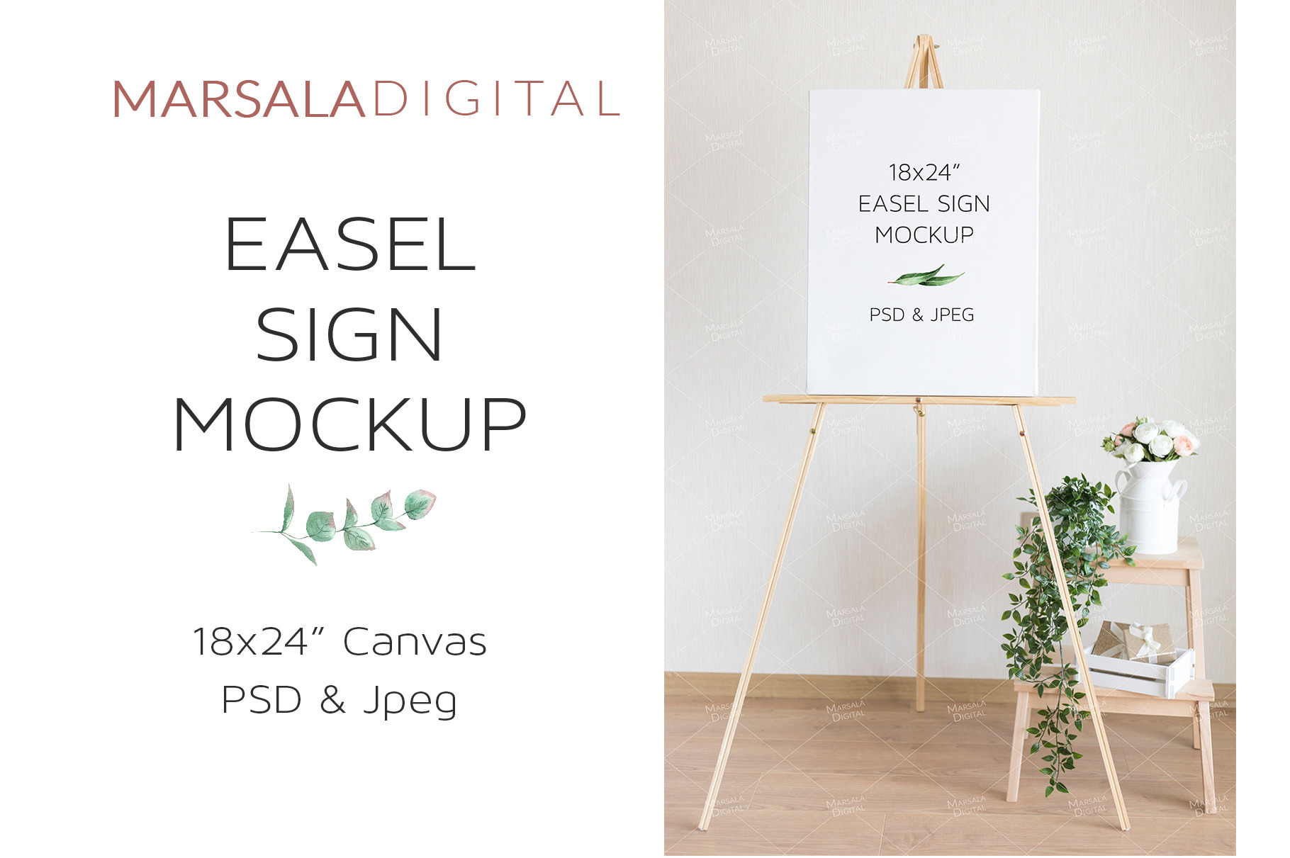 Download Wedding Easel Sign Mockup Canvas Creative Photoshop Templates Creative Market