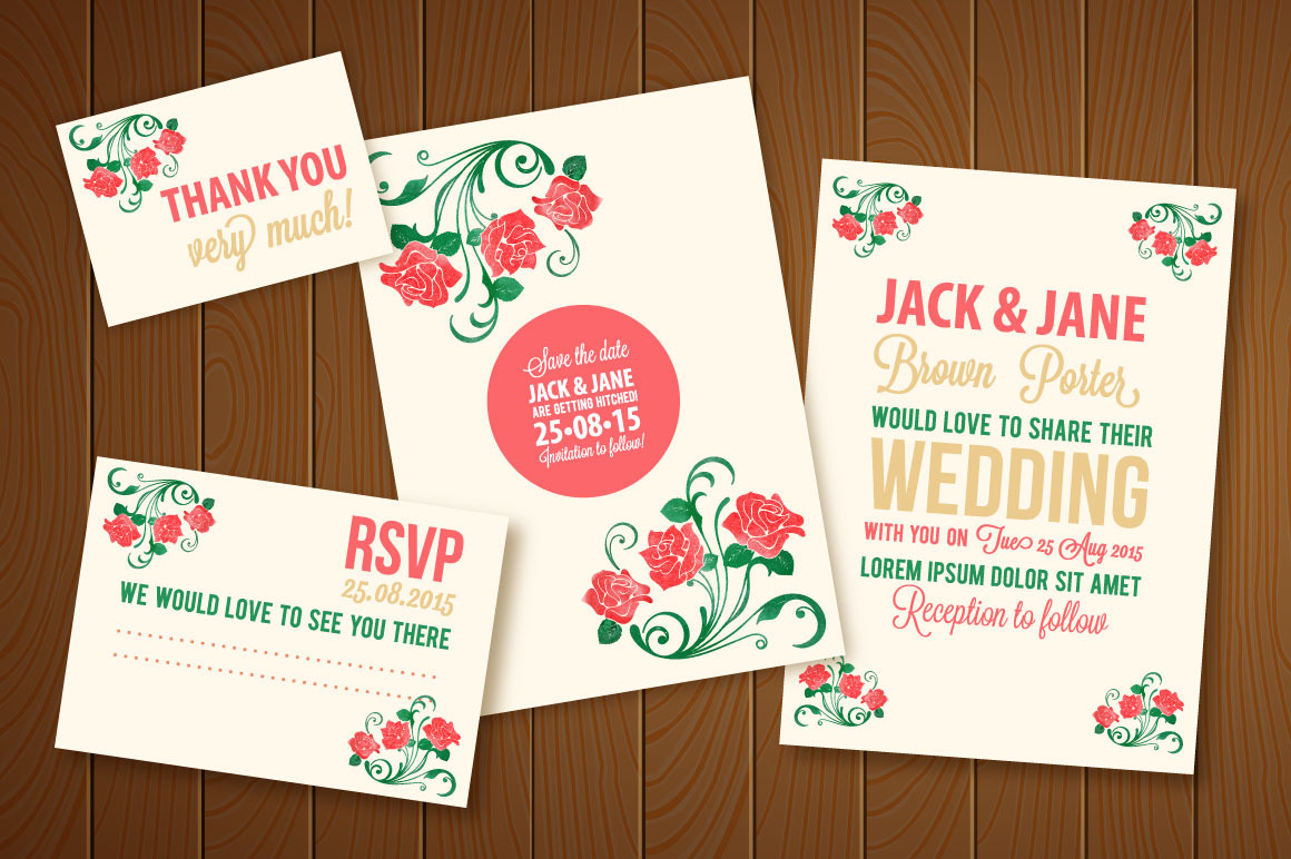 Download Wedding Invitation Vector Watercolor | Creative Illustrator Templates ~ Creative Market