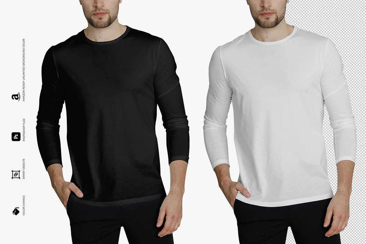 Long Sleeve T-shirt Mock-Up | Creative Photoshop Templates ~ Creative ...