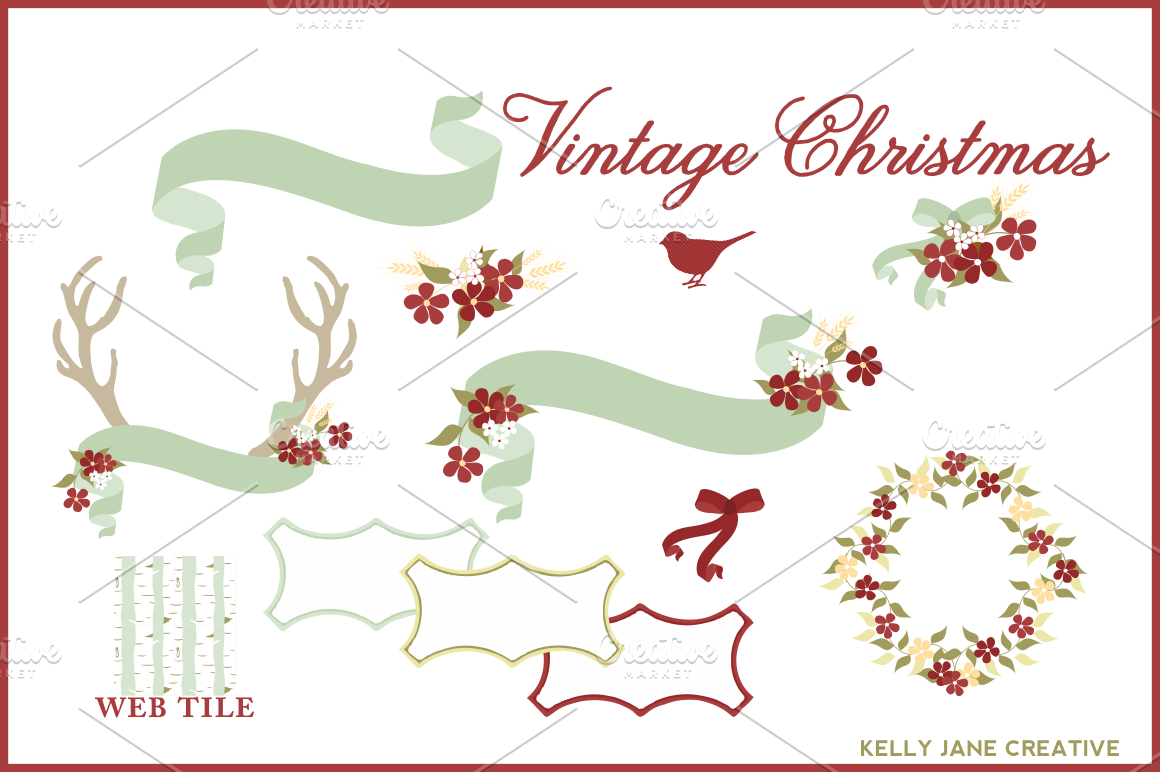 Download Vintage Christmas Clipart Vector | Pre-Designed ...