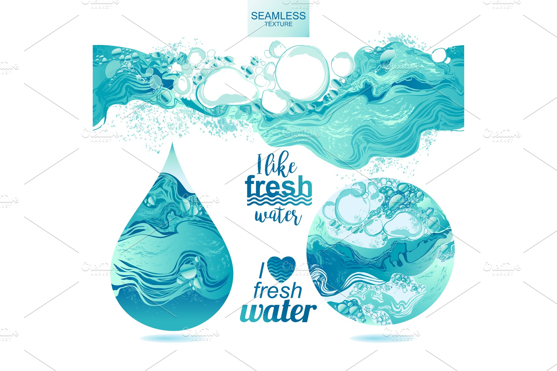 Set of Vector Water texture | Pre-Designed Vector Graphics ~ Creative