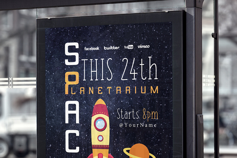 Space Planetarium - Flyer/Poster | Creative Photoshop Templates ...