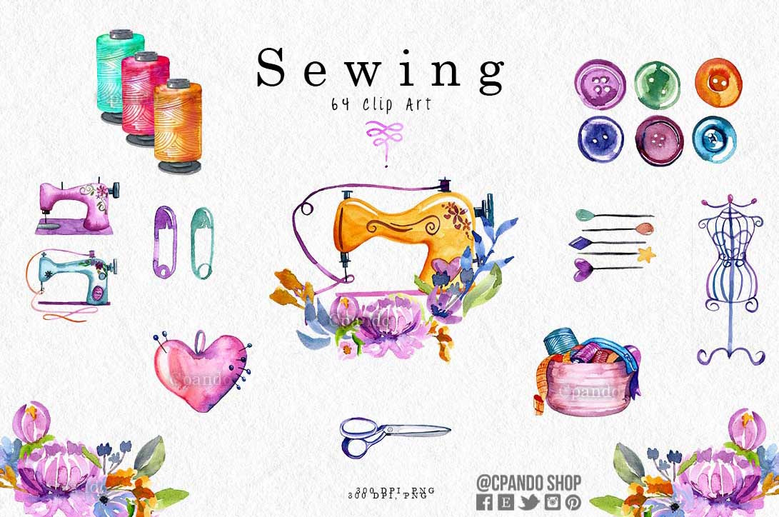 Sewing watercolor clip art | Illustrations ~ Creative Market