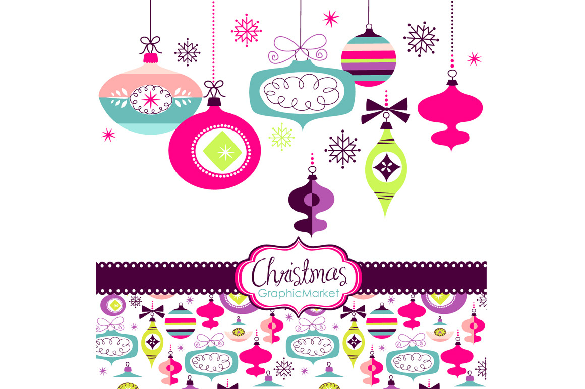 Christmas Clip Art, ornaments, balls | Illustrator Graphics ~ Creative