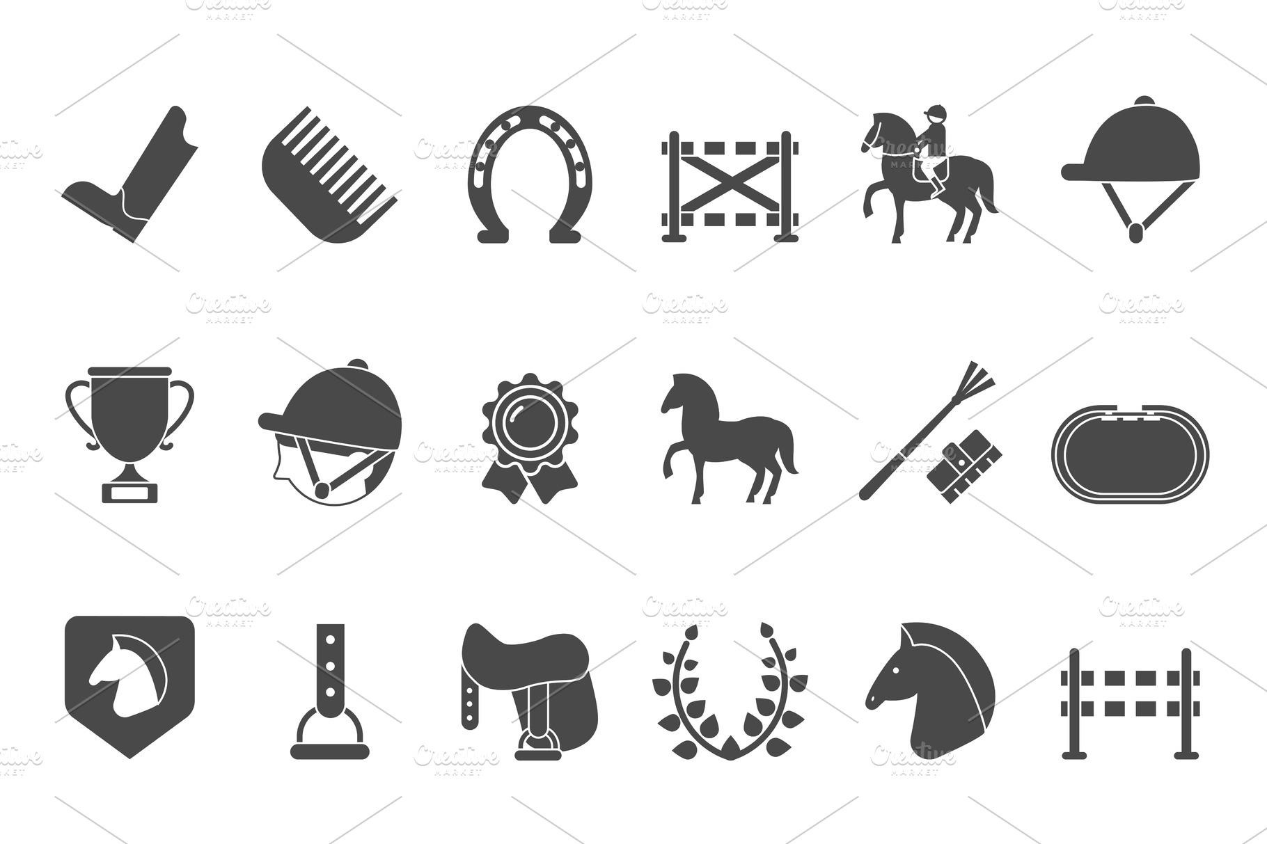 Download Silhouettes of equestrian sport symbols. Racing horse ...