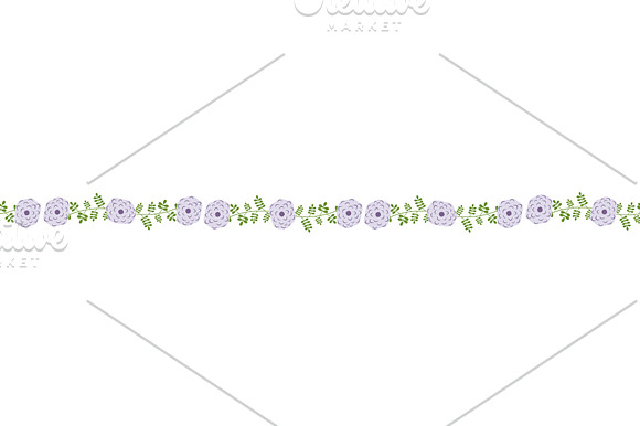 Violet mint flower border clipart, Floral border clip art divider By  Pravokrugulnik