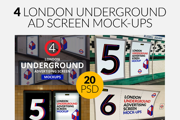 Download 4 London Underground Mock Ups Bundle Creative Photoshop Templates Creative Market Yellowimages Mockups