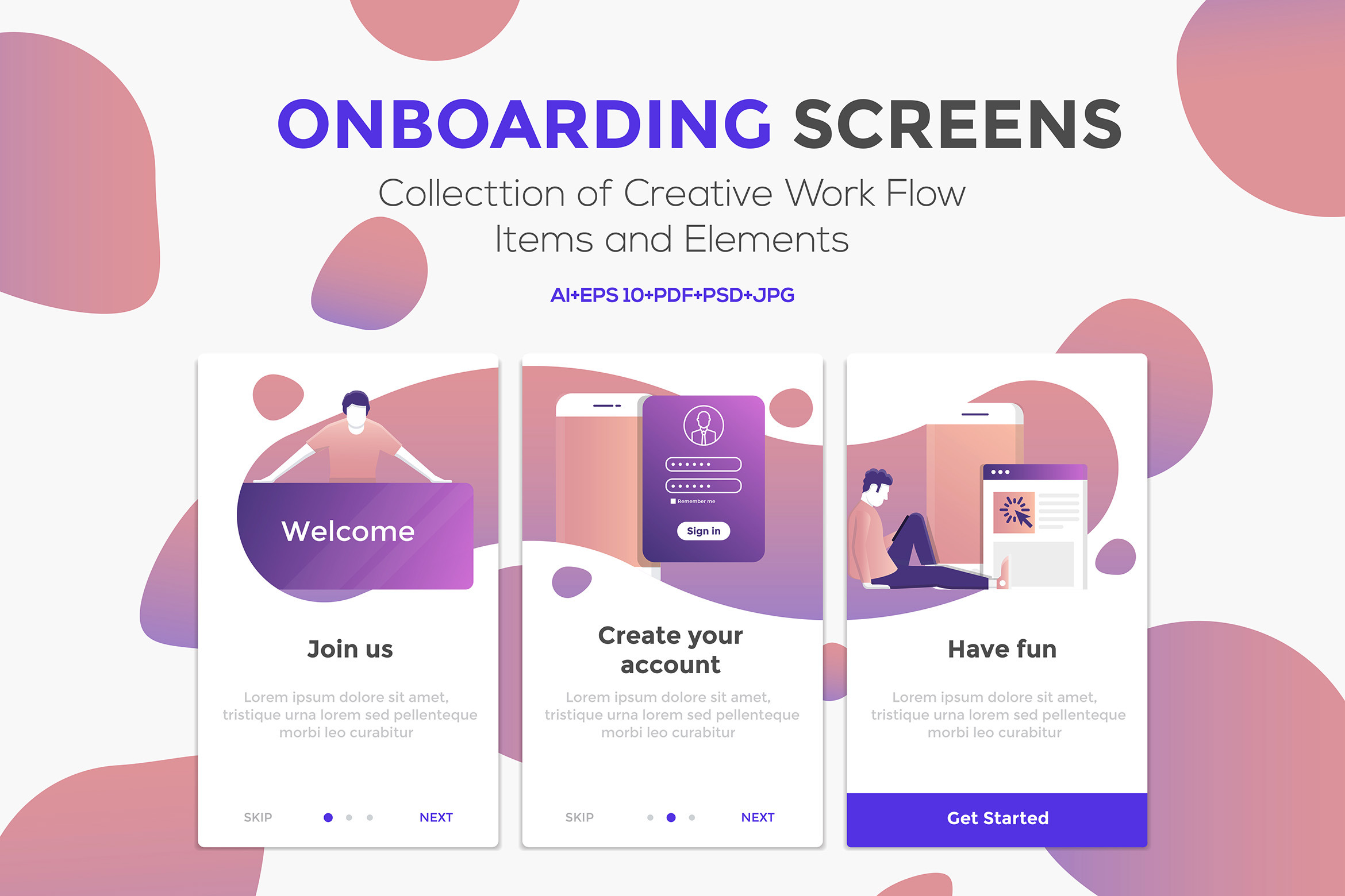 Onboarding Screens for App | Templates & Themes ~ Creative Market