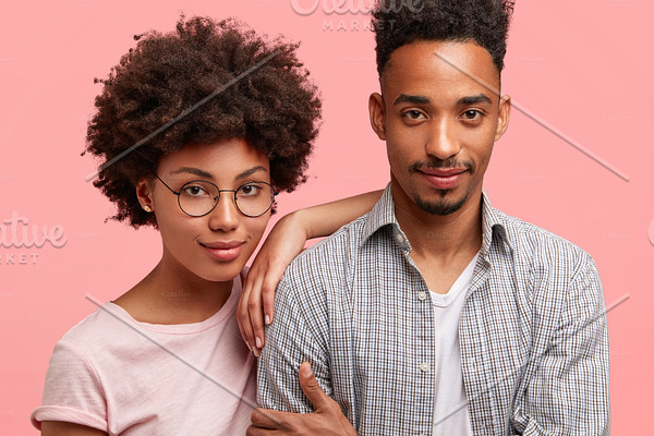 Ethnicity Friendship Relationship Concept Photo Of Delighted Female With Afro Hairstyle Has