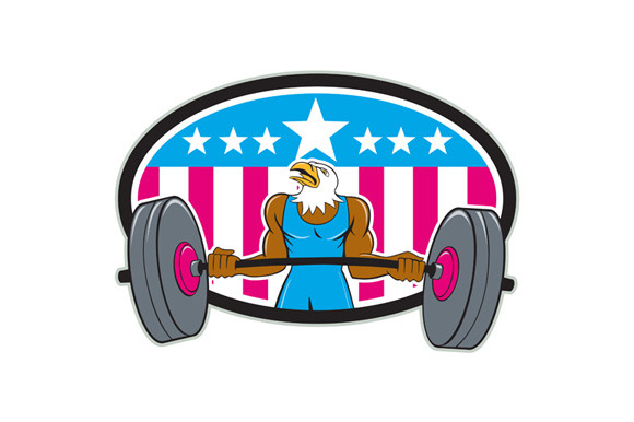 Bald Eagle Weightlifter Barbell USA | Illustrator Graphics ~ Creative