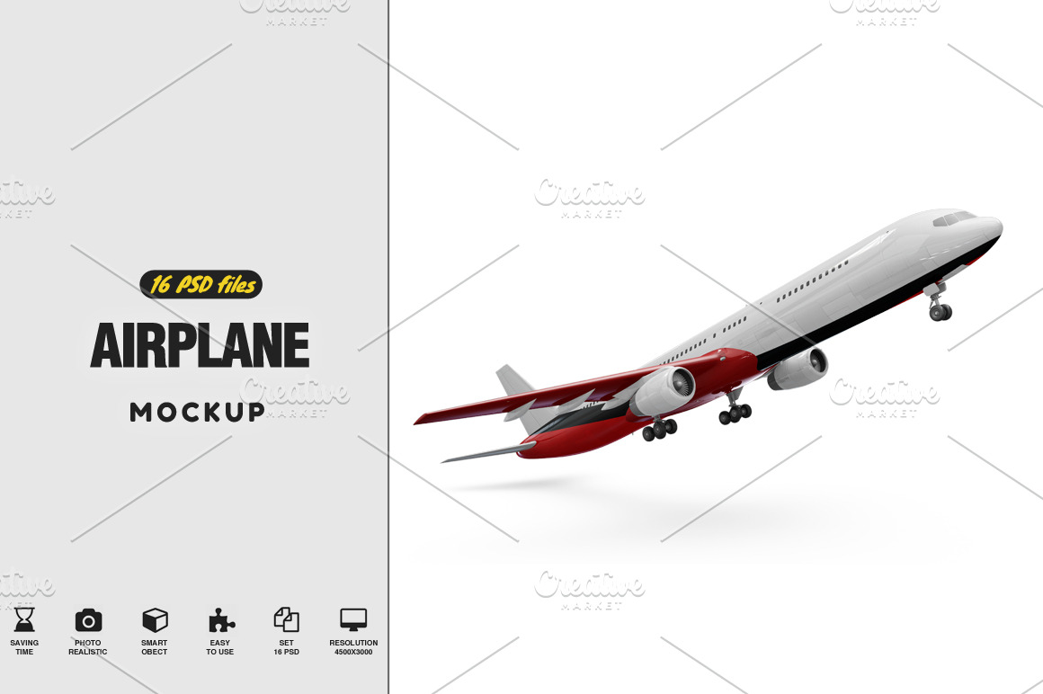 Download Airplane Mockup Creative Photoshop Templates Creative Market