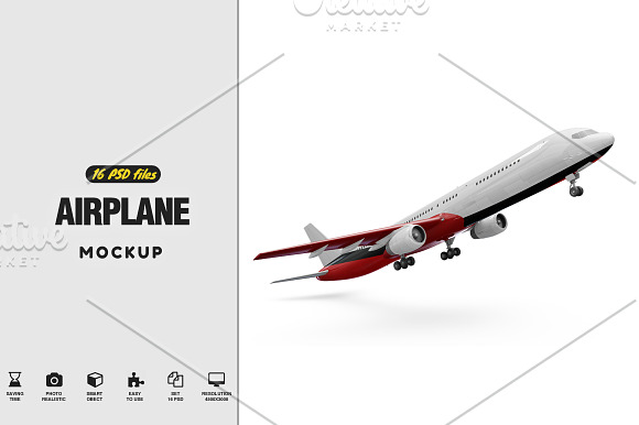 Download Airplane Mockup Creative Photoshop Templates Creative Market