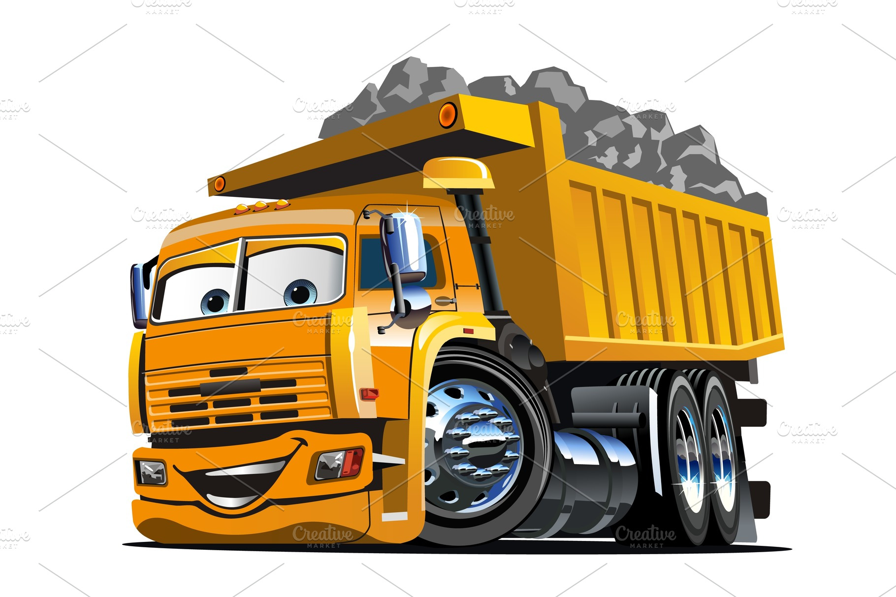 Vector Cartoon Dump Truck | Technology Illustrations ~ Creative Market