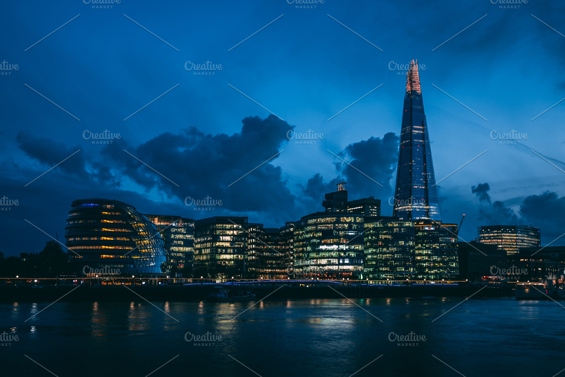 London Skyline At Night High Quality Stock Photos Creative Market