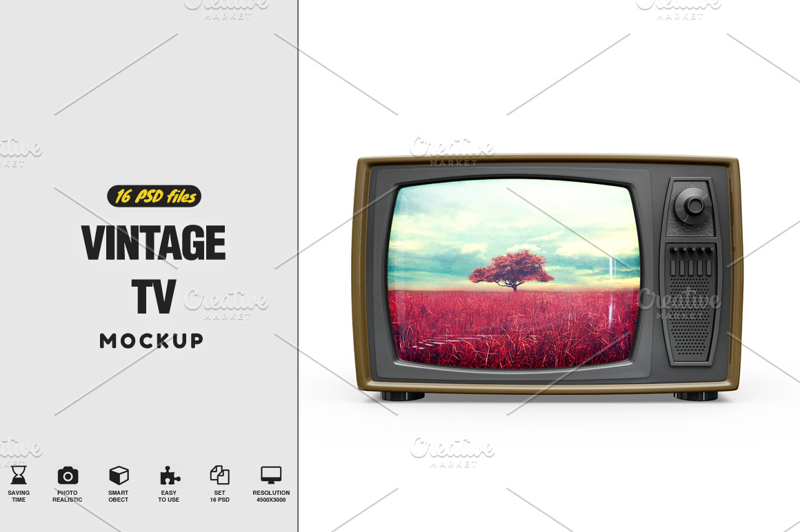 Download Vintage Tv Mockup Creative Photoshop Templates Creative Market