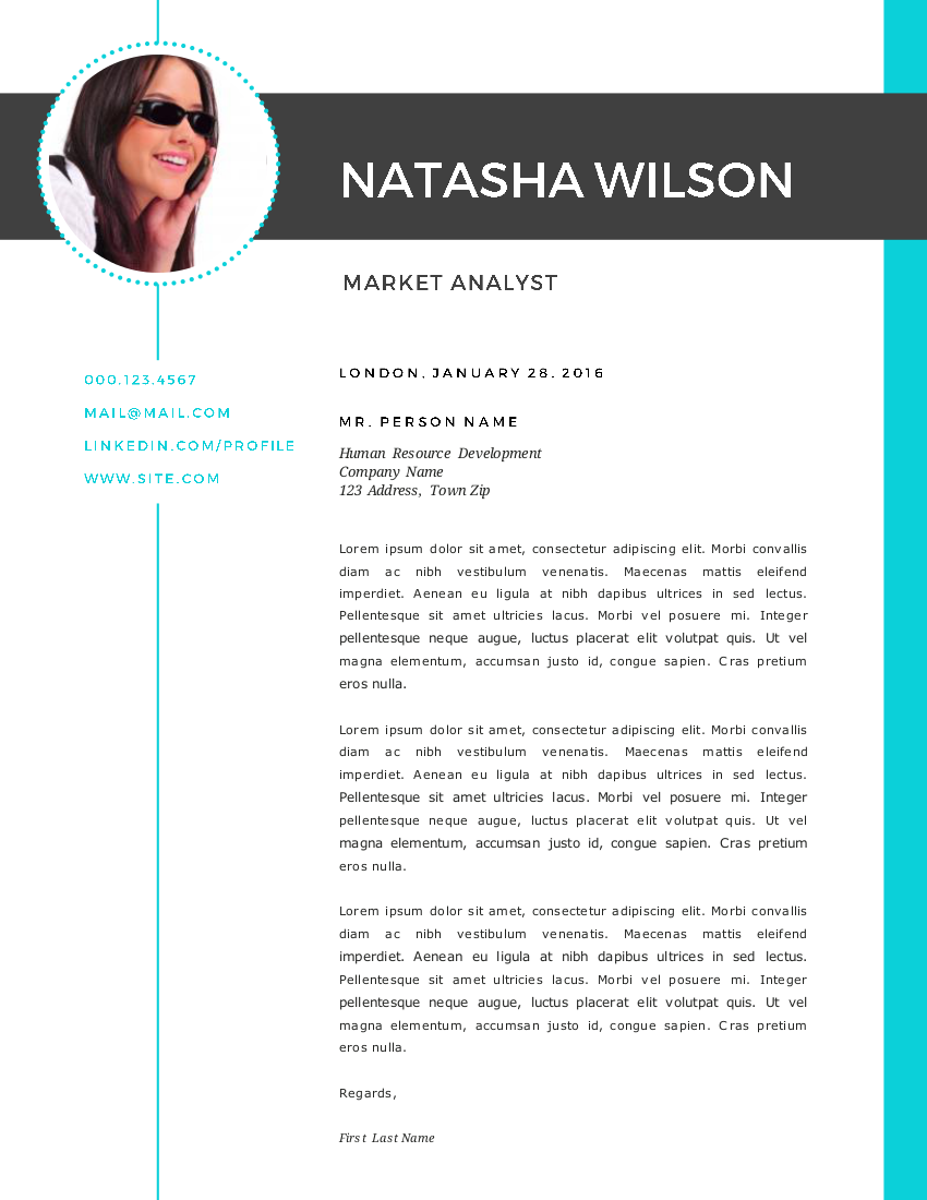 2 in 1 turquoise photo Word resume | Resume Templates ~ Creative Market