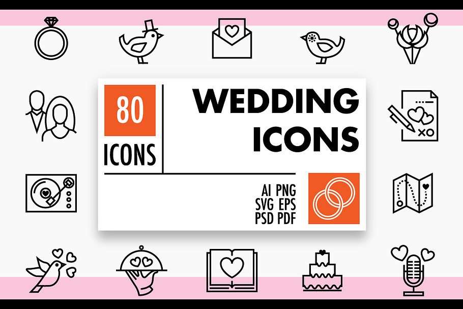 Download Wedding Icons Pre Designed Illustrator Graphics Creative Market