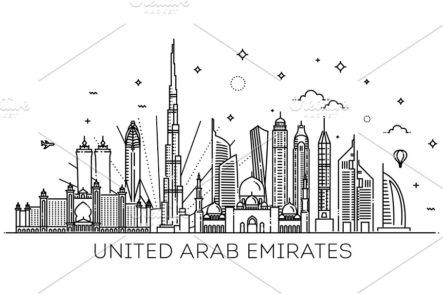 Saudi Arabia detailed Skyline | Pre-Designed Photoshop Graphics ...