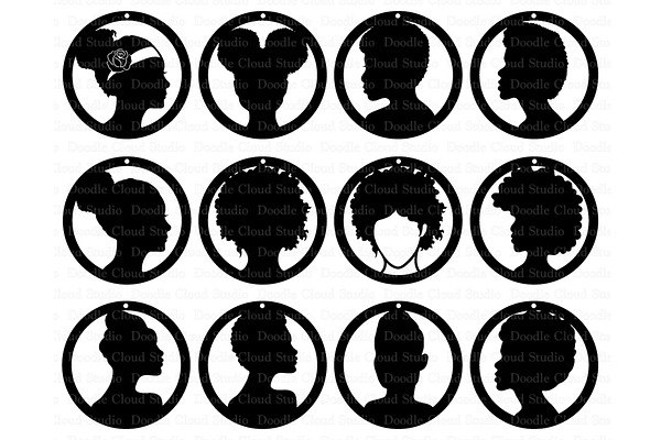 Afro Lady Earrings Svg Files Pre Designed Photoshop Graphics Creative Market