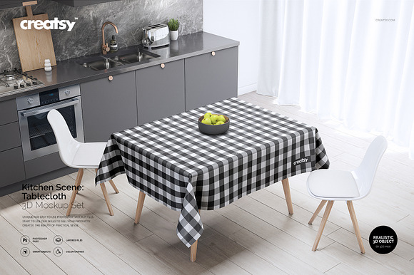 Download Kitchen Scene Pvc Tablecloth Mockup Creative Photoshop Templates Creative Market