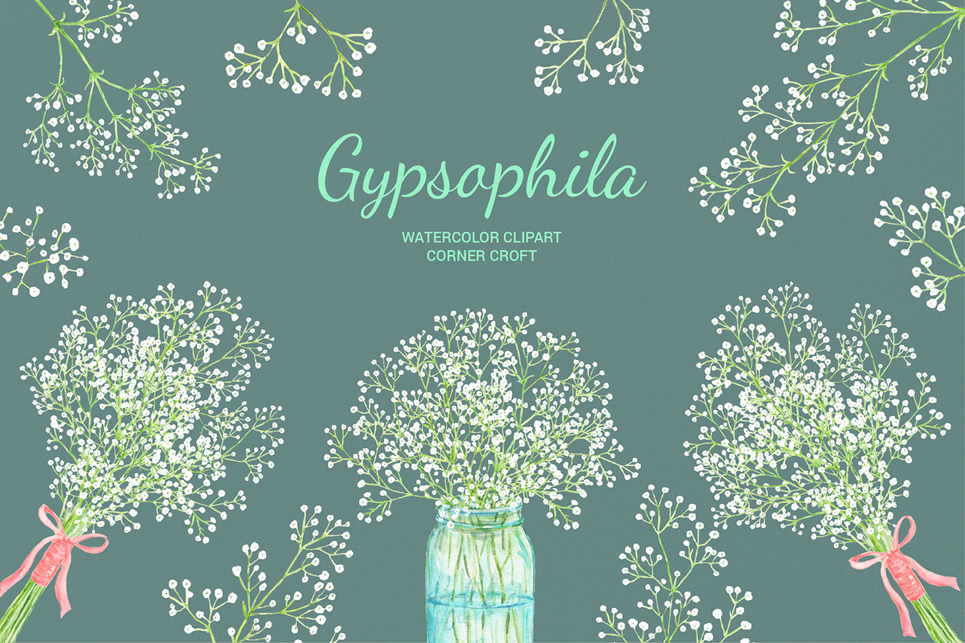 Watercolor Gypsophila Baby's Breath | Pre-Designed Photoshop Graphics