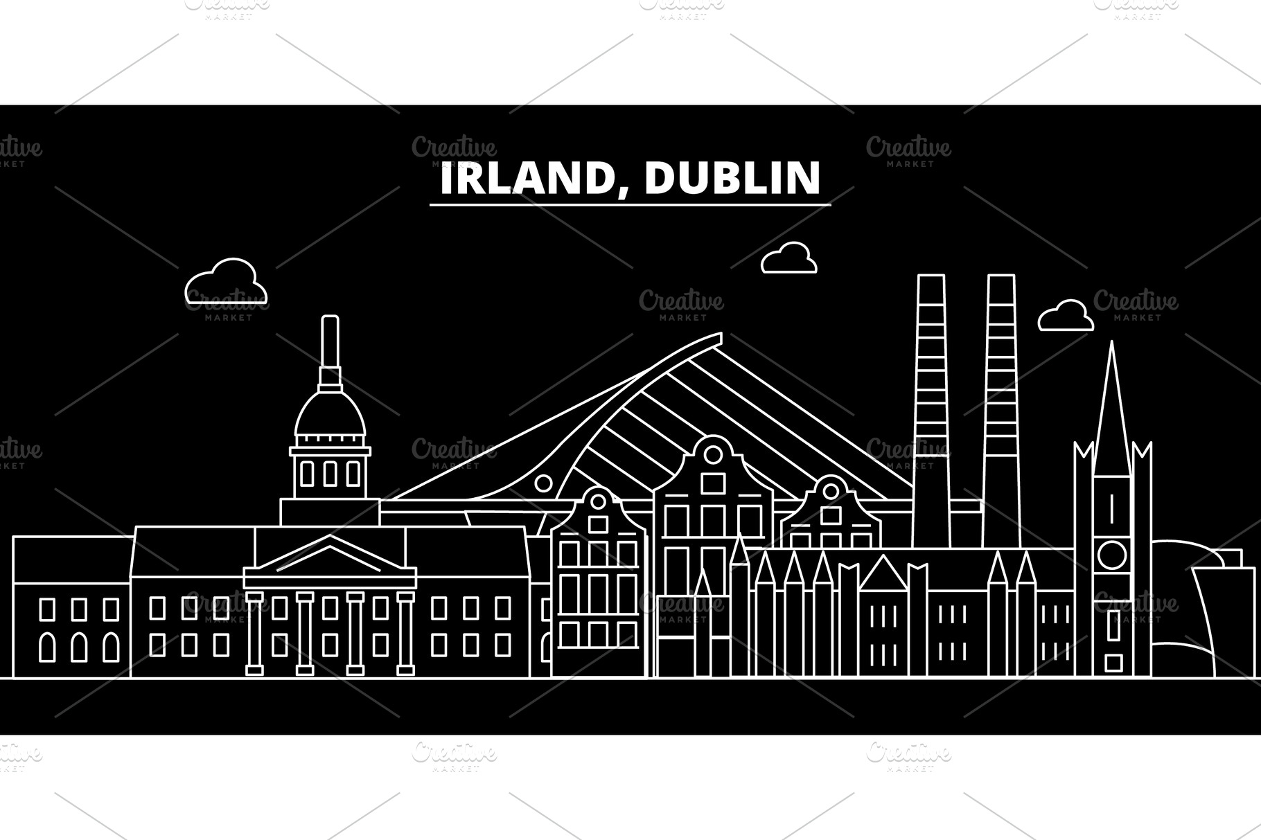 Dublin silhouette skyline. Ireland - Dublin vector city, irish linear ...