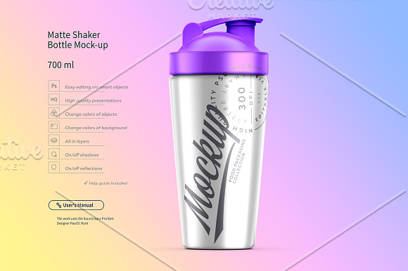 Download Matte Shaker Bottle Mock Up 700 Ml Creative Photoshop Templates Creative Market