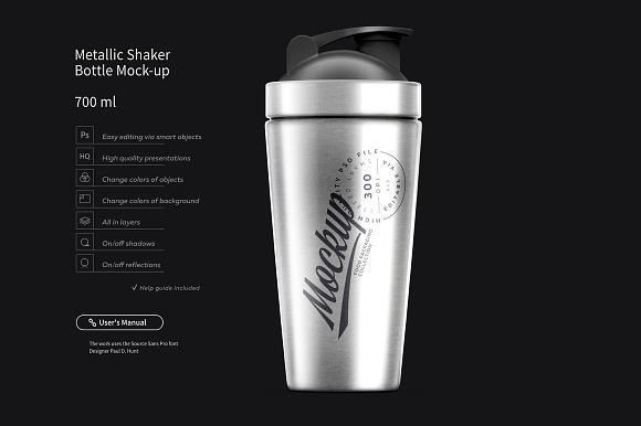 Download Metallic Shaker Bottle Mock Up Creative Photoshop Templates Creative Market