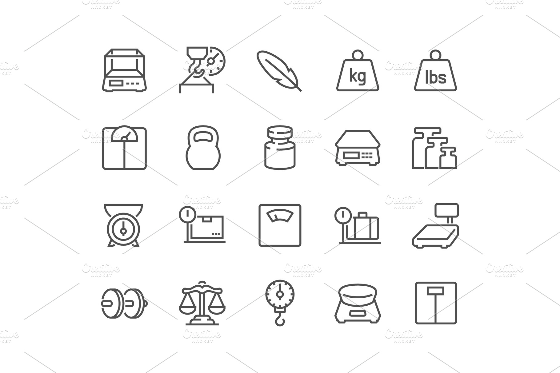 Line Weight Icons Icons | Pre-Designed Vector Graphics ~ Creative Market