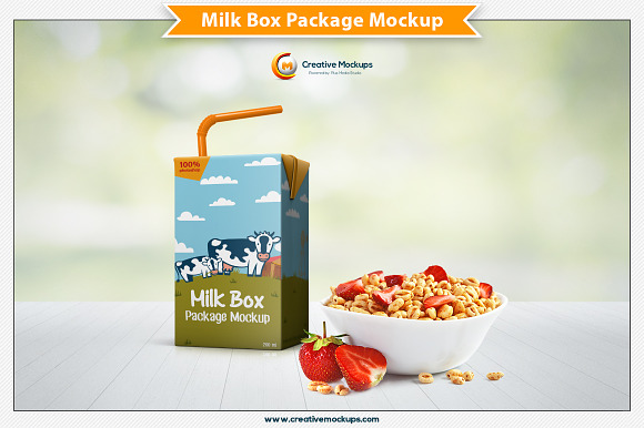 Download Milk Box Package Mockup Creative Photoshop Templates Creative Market