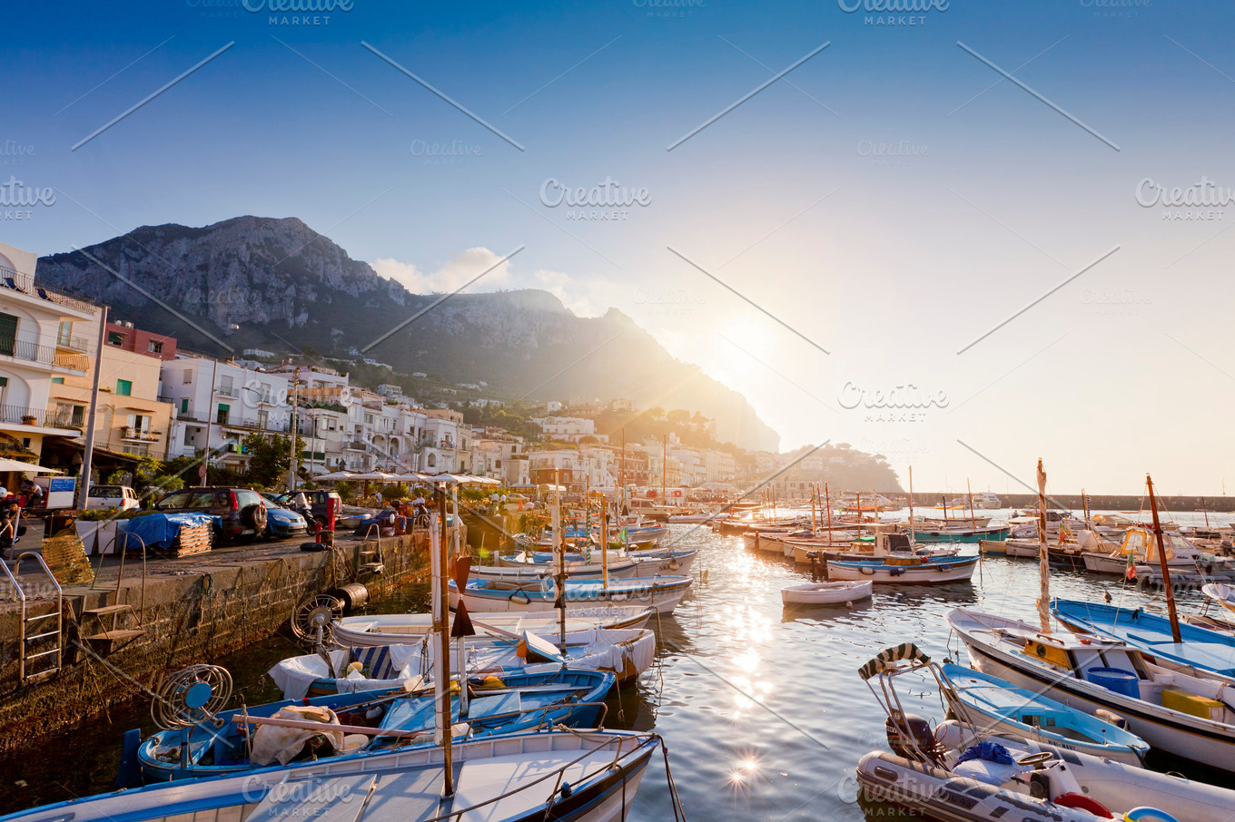 Sunset in Capri, Italy Architecture Stock Photos Creative Market