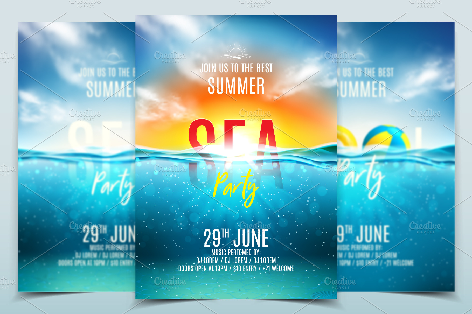 Summer Pool Party Posters Creative Illustrator Templates Creative Market