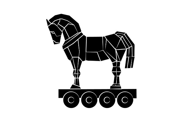 trojan horse icon black on white pre designed photoshop graphics creative market trojan horse icon black on white